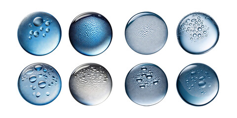 Various Water Droplets on Transparent Background