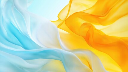 Obraz premium Abstract background with a soft wave of blue and yellow fabric flowing