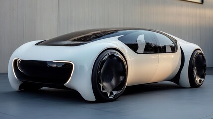 Fototapeta premium An AI-augmented car with digital sensors for autonomous driving technology.