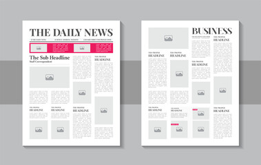 Print ready newspaper template layout design or paper retro journal vector grunge template