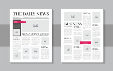 The daily newspaper layout, newspaper design, newsletter template or vintage newspaper design template