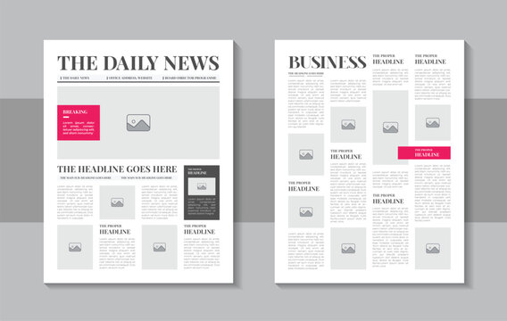 Print ready newspaper template layout design or Graphical layout newspaper template design
