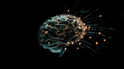 Close-up of a digital brain representing artificial intelligence and deep learning technology.