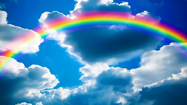 幻想的な虹と雲の空の風景