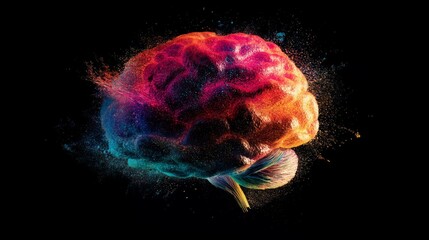 Self-learning AI represented by a colorful digital brain interface.