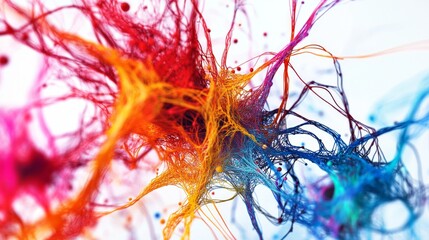 Self-learning AI technology visualized as colorful neural pathways.