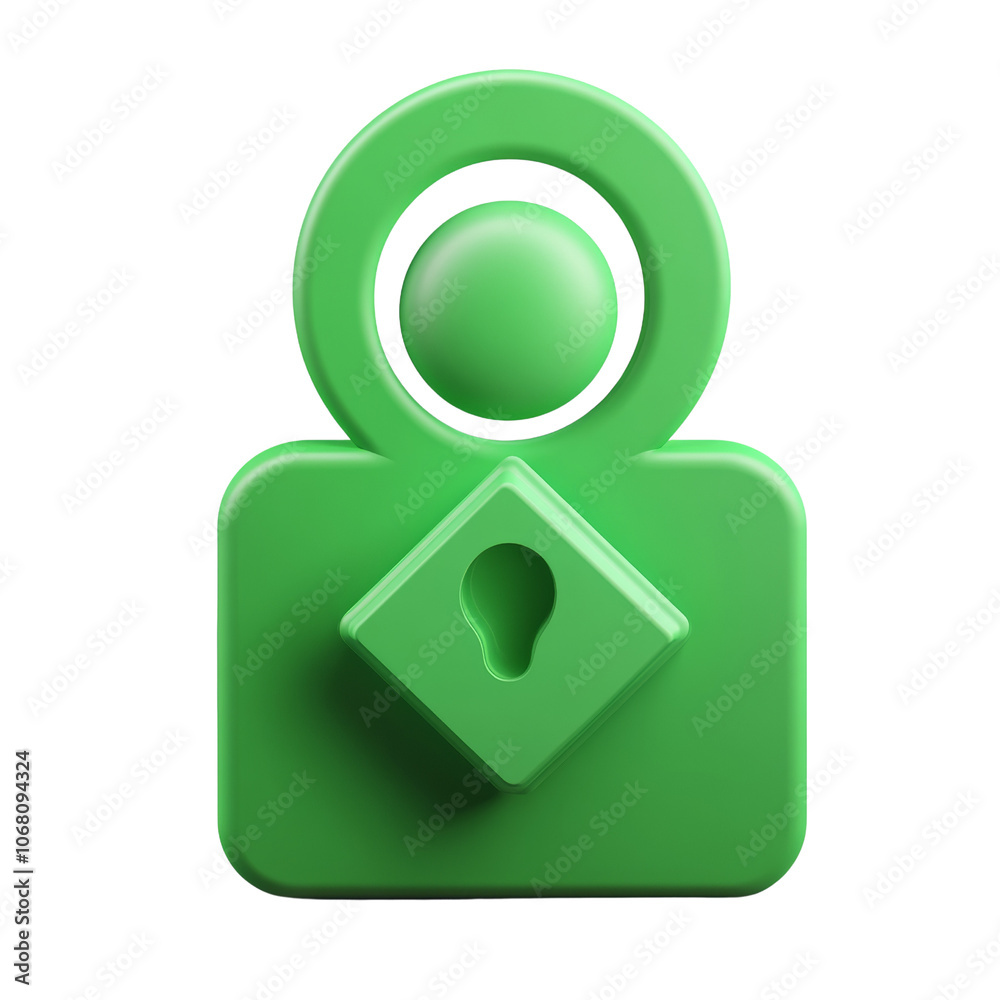 Poster 3D Profile Icon with Green Checkmark - Secure Login & Account Verification