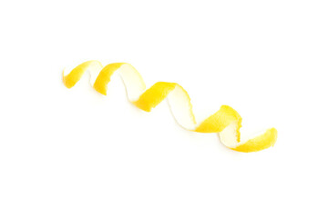 Yellow lemon peel isolated on white background, Fresh lemon peel