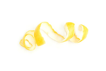 Yellow lemon peel isolated on white background, Fresh lemon peel