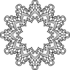 Decorative mandala and pattern for Mehndi, wedding, tattoo, islam, indian, arabic. Outline mandalas coloring book page.