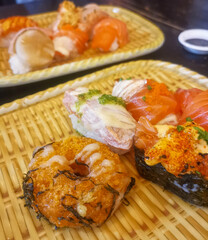 Plates of sushi