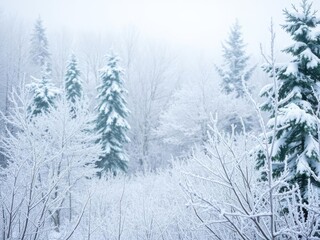 Winter landscape with snow-covered trees and a clear blue sky, winter, landscape