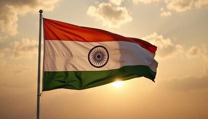 India Flag. india country flag. Waving on the sky