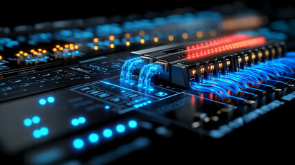 connecting an internet cable, symbolizing connectivity, data flow, and global communication. This image reflects modern technology linking networks across the world