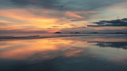 Fototapeta premium Serene Sunset Over Calm Ocean Waters