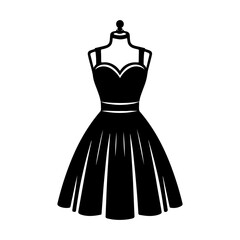 Dress icon vector. Baby, princesses, bride collection silhouette. Frock symbol or logo.