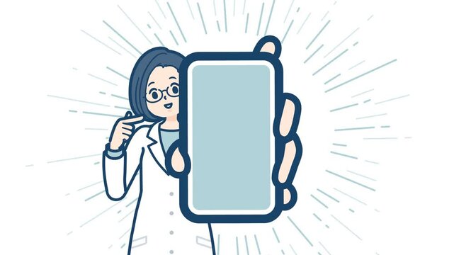 Doctor woman_smartphone zoomup_with alpha channel
