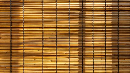 Natural bamboo blinds casting shadows in sunlight , bamboo, blinds, sunlight, shadows