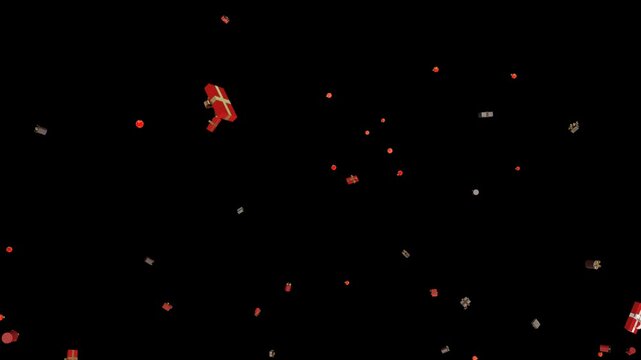 Christmas Gift Box Explosion on Alpha Channel. 3D rendering. Burst of gift box clip on alpha channel place on footage and easier to change colour.
