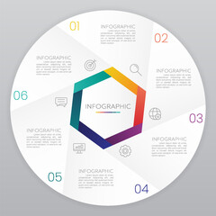 Circle Infographic Template with 5 Step Icons