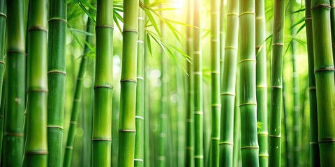 Fototapeta premium Background of green bamboo stems in a lush forest setting, bamboo, green, stems, nature, plant, forest, background, environment