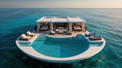 Fototapeta premium Floating Island Villa with Infinity Pool
