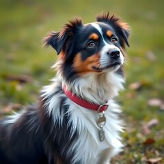 Portrait of cute dog looking at camera. Close-up of a cute dog. Close-up dog portrait.