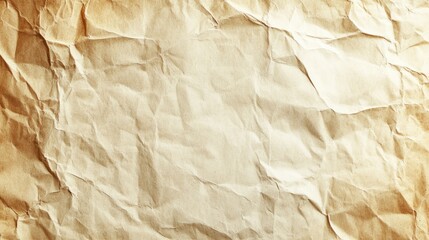 Obraz premium Close up of crumpled brown paper texture with soft lighting.