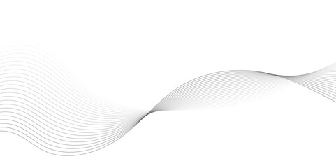Vector abstract wavy and curve line art flowing dynamic grey isolated on transparent background in concept luxury, wave, wind, ocean, technology, science, music, sound, banner, poster