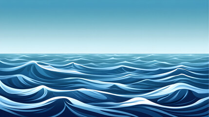 Calm blue ocean waves with clear blue sky.