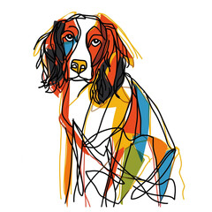 English Springer Spaniel Dog One-Line Drawing for Creative Projects and Designs