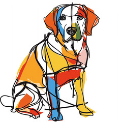 Naklejka premium Golden Retriever Dog One-Line Drawing Create A Unique Minimalist Artwork for Pet Lovers