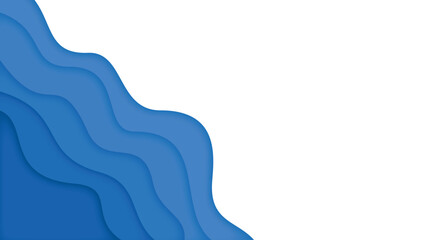 blue paper cut abstract wave background contour landscape line shape layer 3D