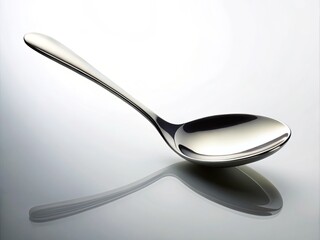 Silhouette of a Shiny Silver Spoon Isolated on a White Background - Perfect for Culinary Arts, Table Settings, and Minimalist Decor