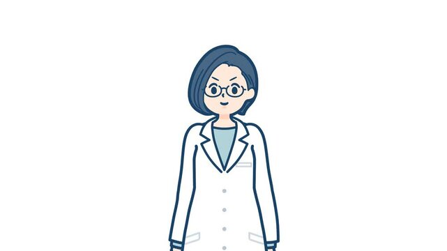 Doctor woman_Salute with a serious expression_with alpha channel