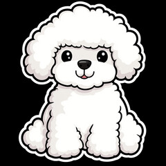 Bichon Frise Dog Sitting With Fluffy Fur Cute Kawaii