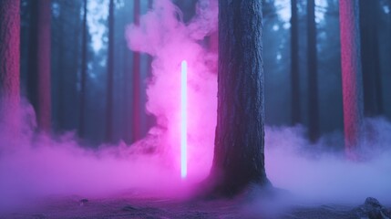 Obraz premium Explore the mystical forest glow a journey through ethereal light and fog