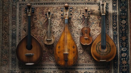 Naklejka premium Five Vintage Musical Instruments