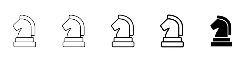 chess knight icon Simple outline illustration © Posccode