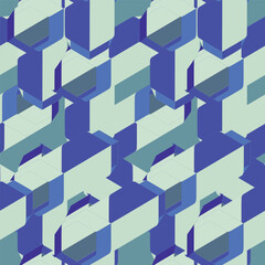 Abstract seamless colorful 3D pattern background. Fashion colored simple shapes graphic pattern. Abstract mosaic artwork. 