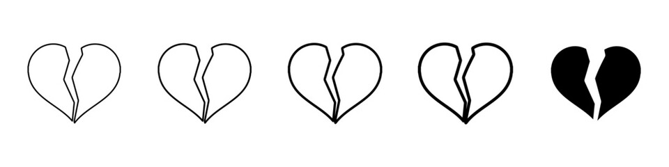 heart break icon Simple outline illustration