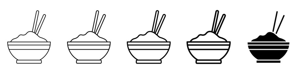 rice bowl icon Simple outline illustration