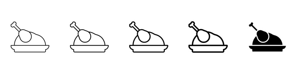 roasted turkey icon Simple outline illustration