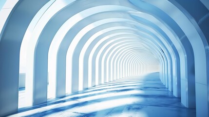 3D Rendering of White Geometric Tunnel - a captivating and futuristic visual. The white geometric tunnel creates an engaging and immersive experience.