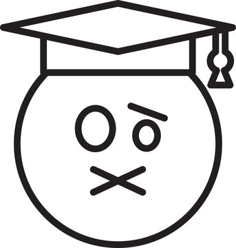 silent graduate emoji with black outline clip art preview