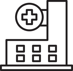 Obraz premium Hospital Building Line Icon 