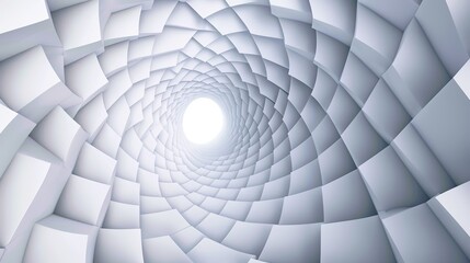 3D Rendering of White Geometric Tunnel - a captivating and futuristic visual. The white geometric tunnel creates an engaging and immersive experience.