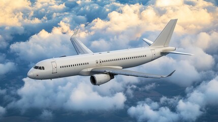 Obraz premium White passenger airplane flying in the sky amazing clouds in the background - travel by air transport