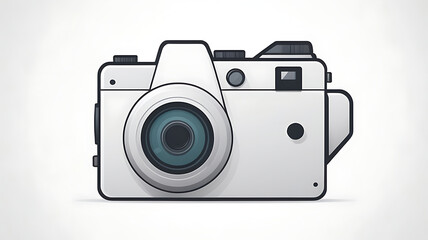 Minimalistic icon of a camera symbol for photography and media on white background.