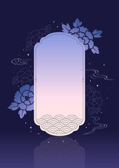 Korean traditional pattern and frame vector illustration.